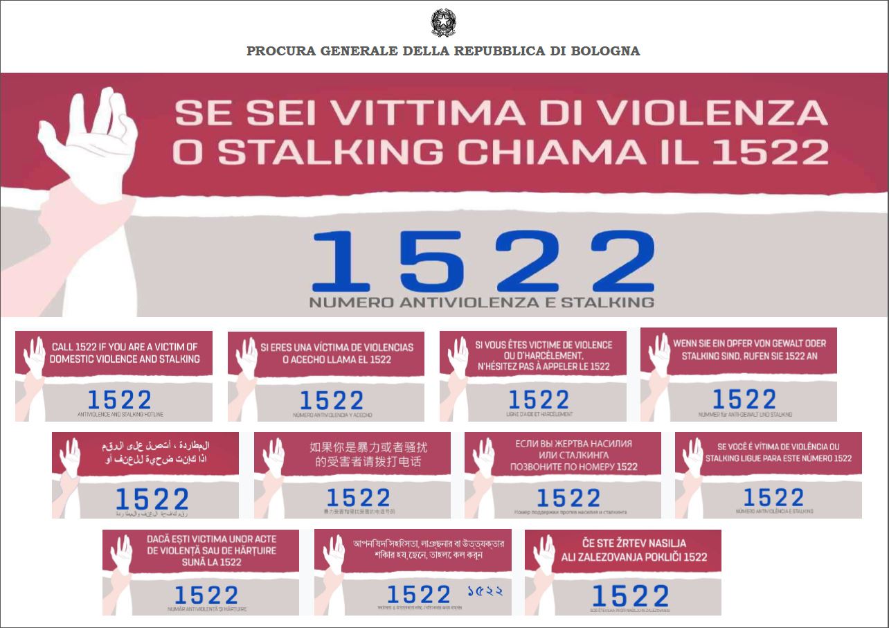 1522 NUMERO ANTI VIOLENZA E STALKING